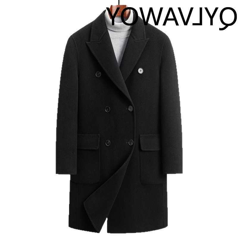 100% Men's Wool Blends QYLVAWOY Pure Wool Man Jacket Autumn Winter Jackets Wool Coat Rabbit Fur Lining Clothes for Man Thicken Casual D260921