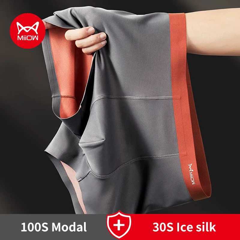 MiiOW 3Pcs 100S Modal Men Boxers Underwear Silky Ice Silk Men's Panties Boxershorts 5A Antibacterial Breathable Man Underpants Q260921