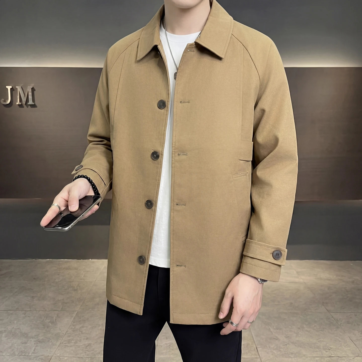 High Quality Korean Style Loose Trench Men Solid Single Breasted Turn Down Collar Outwear Coats Male Vintage Windbreaker Jacket 260920