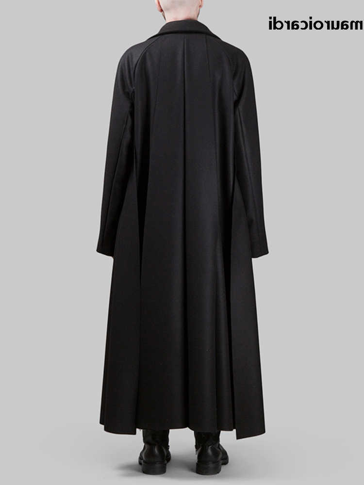 Mauroicardi Blends Men's Autumn Wool Winter Extra Long Black Oversized Soft Wool Blends Coat Men Single Breasted Designer Fashion 2023 D260921