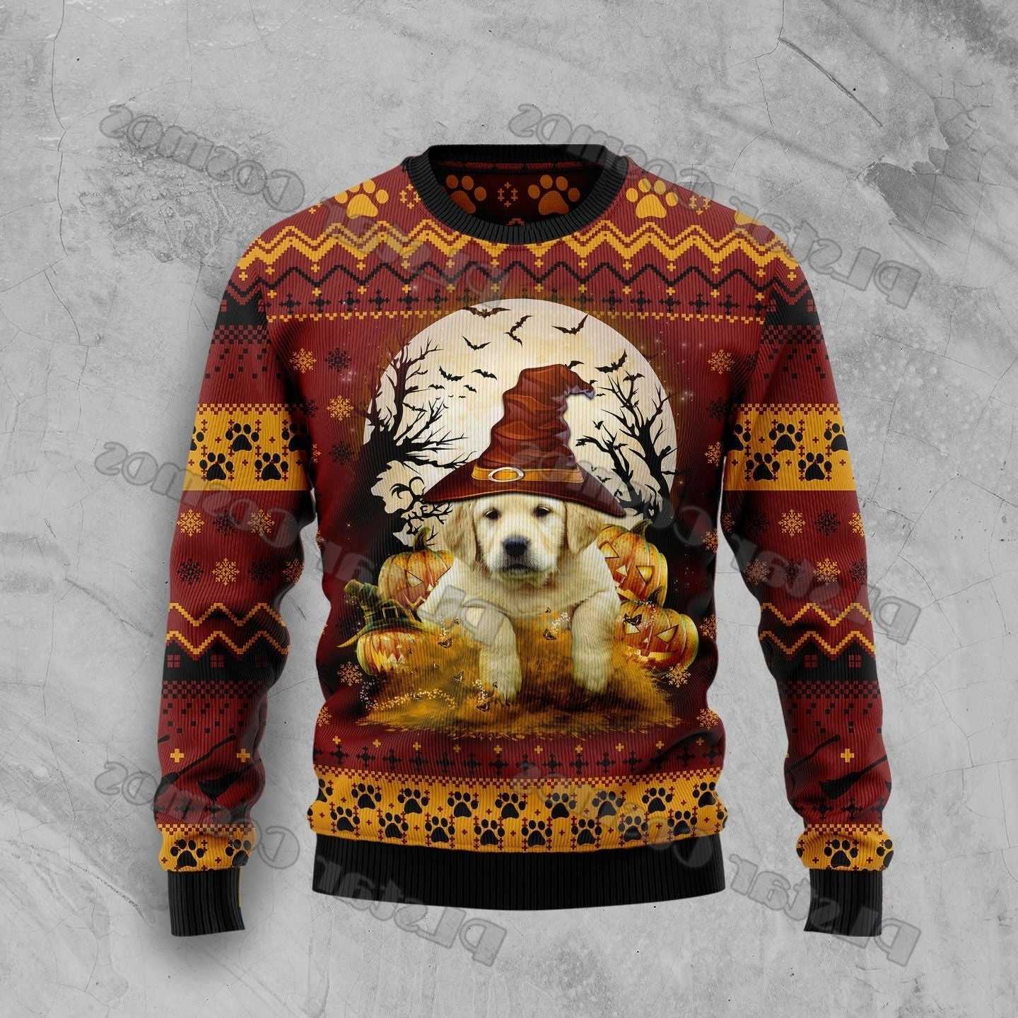 Retrir Golden Pumpkin Hallown 3D Printed Men's Ugly Christmas Sweater Winter Unisex Casual Knit Pullover Sweater ZZM27 S260921ZGRZ