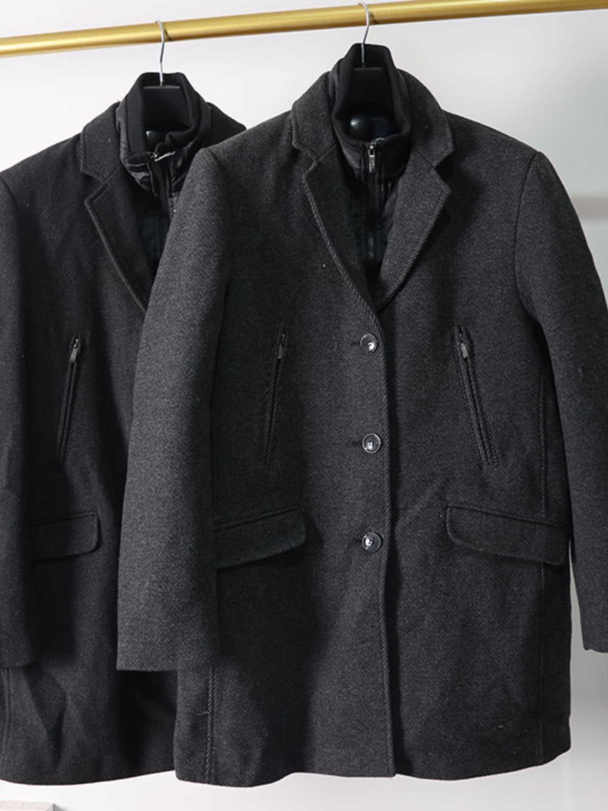 Wool Men's Wool Blends Men's Blend Faux Two-Piece Coat Autumn Winter Thickened Medium Length Woolen Windbreaker Fashion D260921
