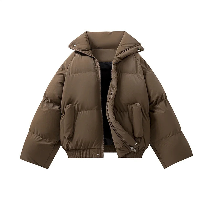 Winter Short Cropped Parkas Men Women Warm Stand Collar Bread Coat Brown Puffer Jacket Man Korean Fashion Cottonpadded Jackets 260920