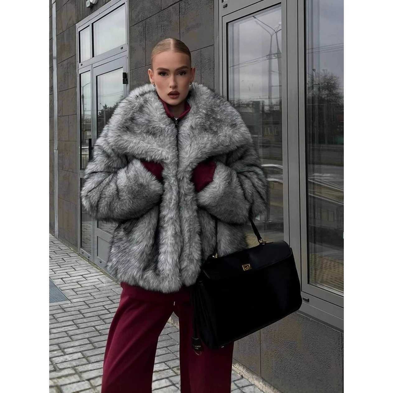 Short Fur Jacket Women's Artificial Leather Coat Premium Fl Autumn Winter Fashion Quilted Collarless Stylish Outerwear T260829