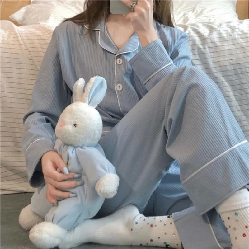 2026 Spring and Autumn Women's Solid Color Pajamas Homewear Suit Girls LongSleeved Winter Leisure 260920