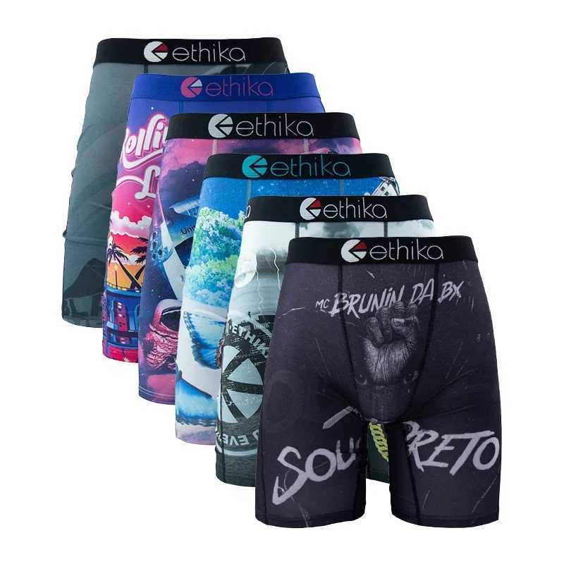 6Pcs Men Underwear Boxers Breathable Man Swimming Underpants Plus Size Print Mens Panties Trunks Sexy Men's Boxershorts Q260921
