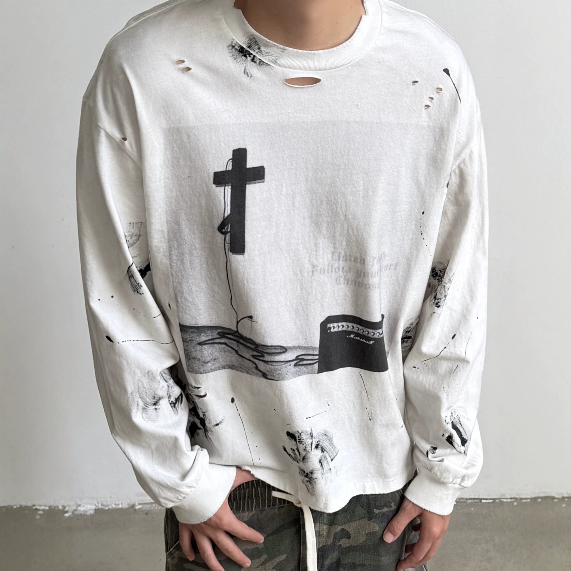 Long Sleeve T Shirt Loose Fit Long Sleeve T Shirt For Men Graffiti Print Street Graphic Top