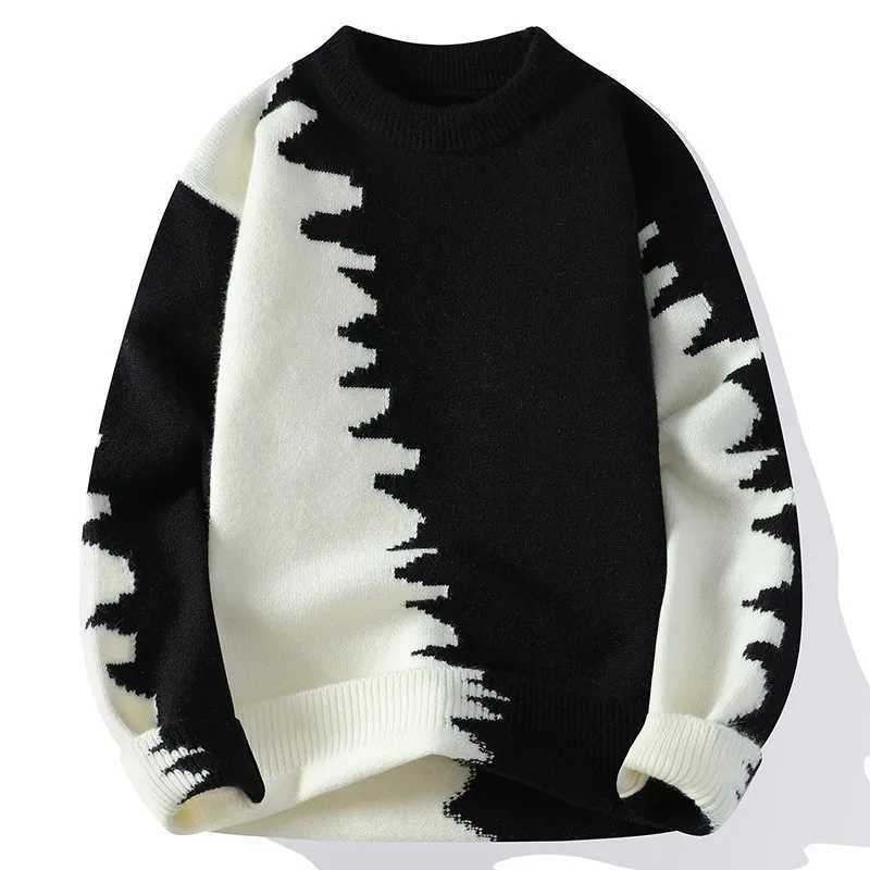 Dragon Graffiti Color blocked Fashion Knitted Sweaters Men's Knitwear Warm Pullover High Quality Mens Casual Loose Male Jumpers S2609219OC8