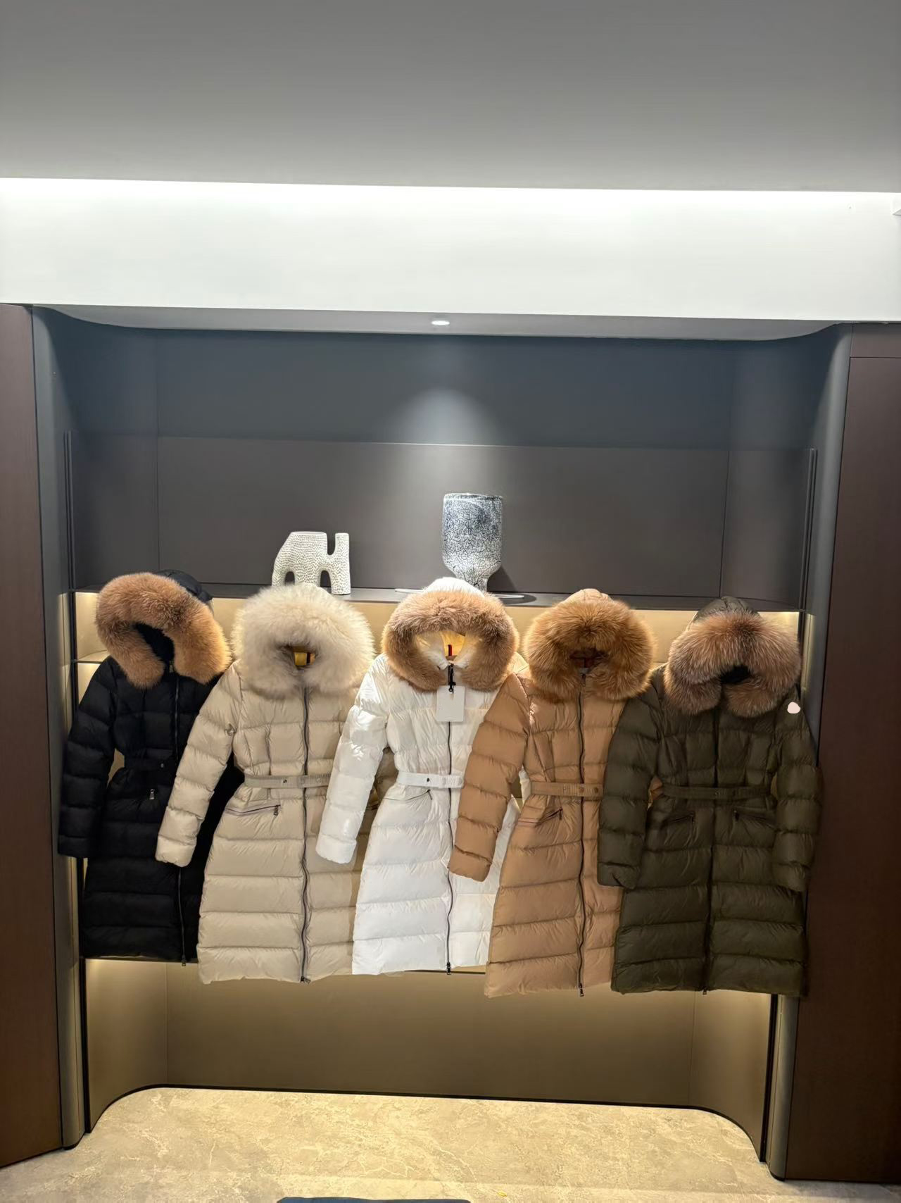 Designer puffer down jackets Italian women long jacket fur hooded parkas woman Boe dic short winter coats elastic belt casual outdoor parka ladies o