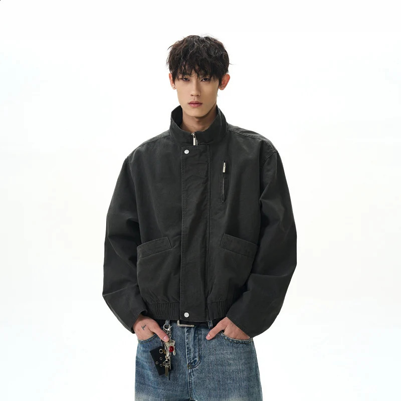 Unisex Short Vintage Stand Collar Pilot Coat Men Women Workwear Jacket Casual Street Fashion Daily Outdoor Layering Outer Tops 260920