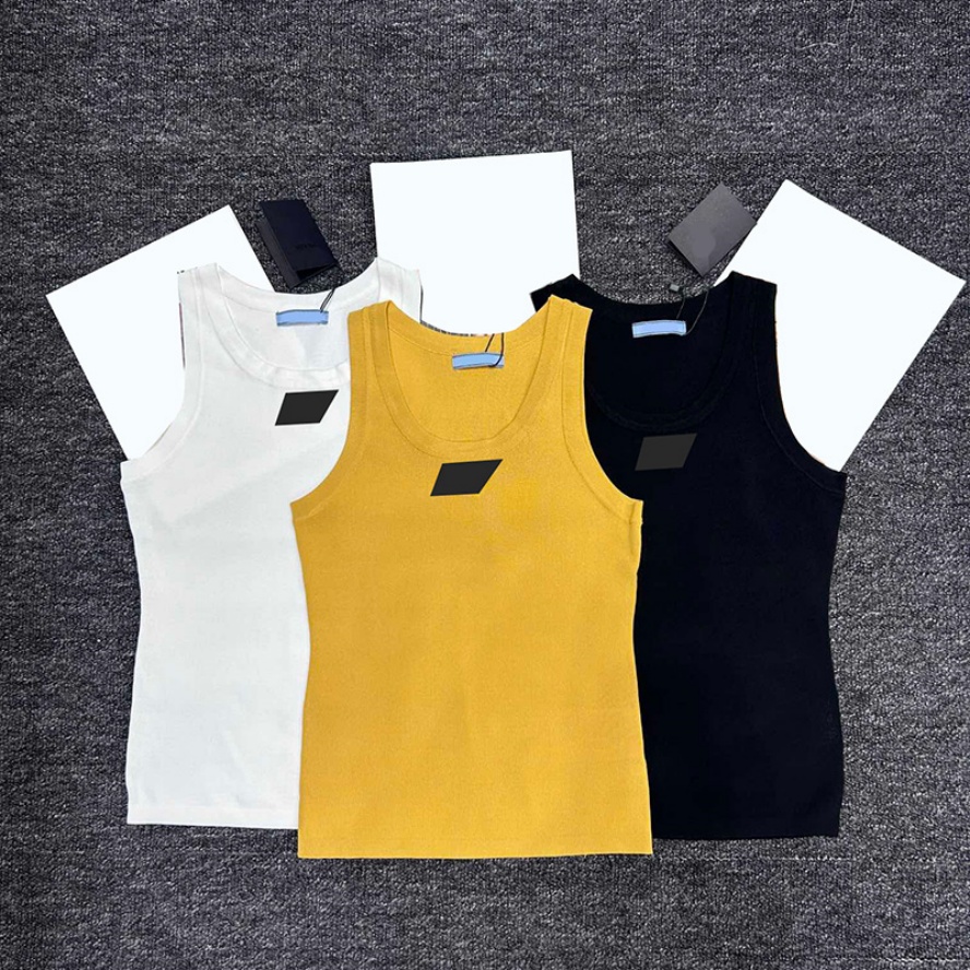 Y2K Style Women Yellow Vest Designer Slim Fit Stretchy Brand Tank Tops Summer Outdoor Vacation Casual Sleeveless Tops