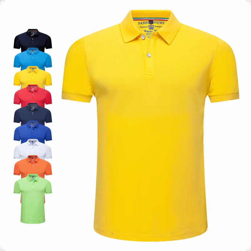 Summer Solid Color Outdoor Casual Lapel Short-sleeve Daily Business Short-sleeve Tops Unisex Polo Shirts 260920