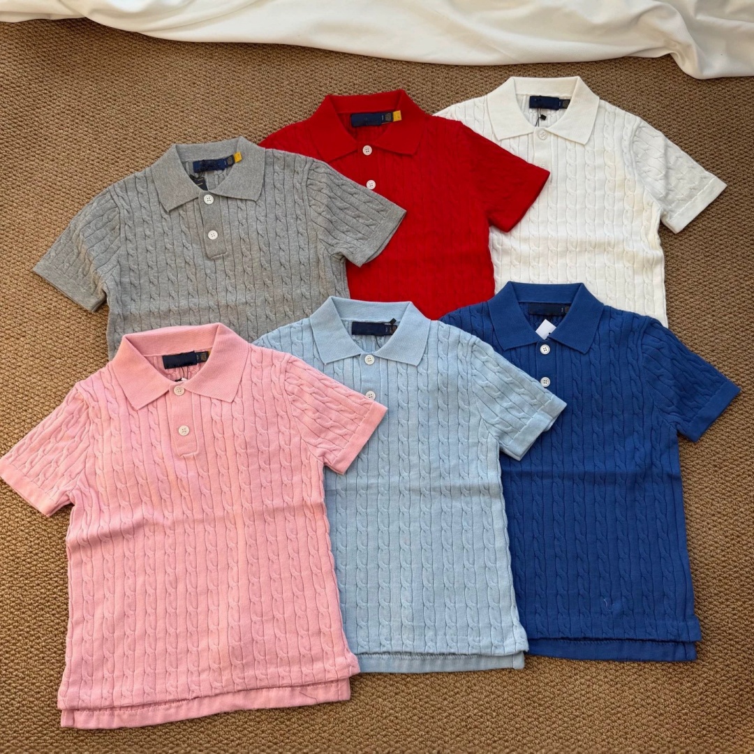 Designer Clothes Women Knitted Embroidery Round Neck Pocket Short Sleeve T-Shirt Autumn Top Knit Clothing Shirts Polo Tee