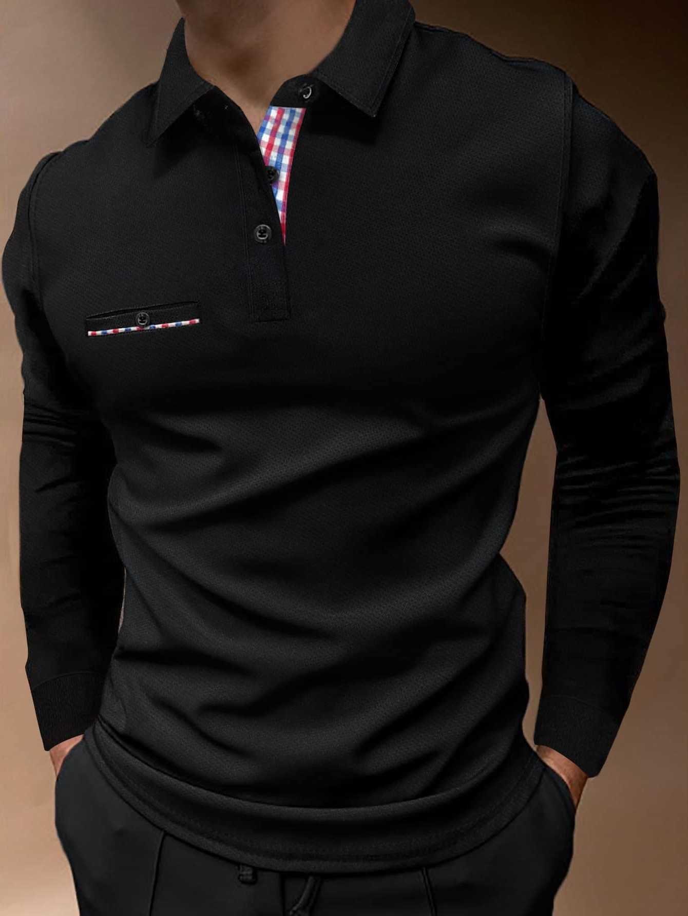 The Shirts Men's new Casual men's long-sleeved POLO shirt for Spring and Autumn 2025 is casual and comfortable with 3D letter pattern H260