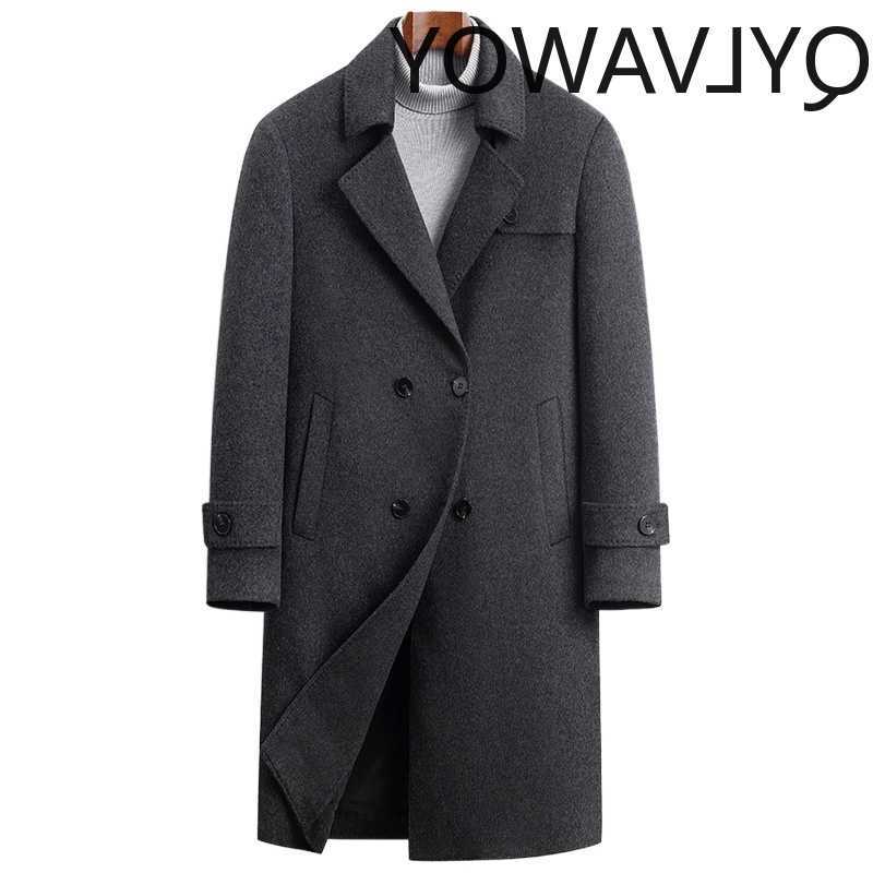 Wool Blends QYLVAWOY New Men's 67.4% Wool Coat Man Autumn Winter Alpaca Wool Jacket Detachable Liner Coats Mid-length Outerwear 2026 D260921