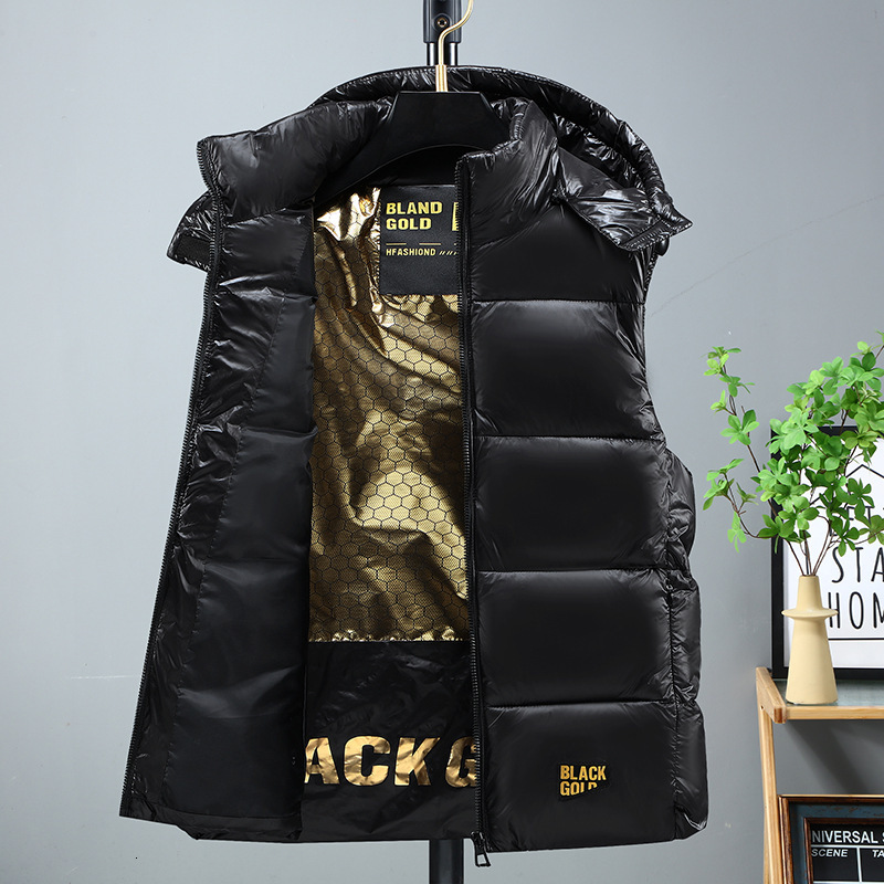 New in Cotton Padded Vest Hooded Zip-up Sleeveless Jacket Male Spring Autumn Warm Casual Coat Fashion Outdoor Truck Work Black J260921
