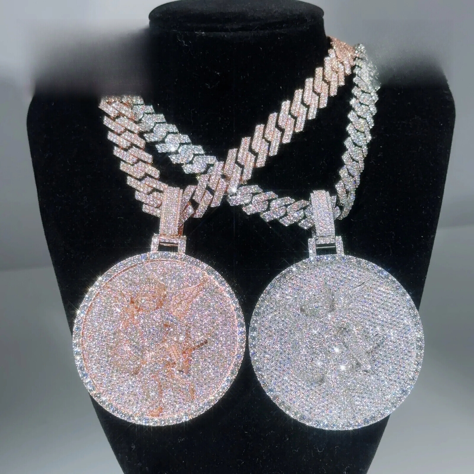 2 5inch Solid 925 Silver Round Moissanite Custom Angel With Money Bag Hip Hop Iced Out Pendant for Chain