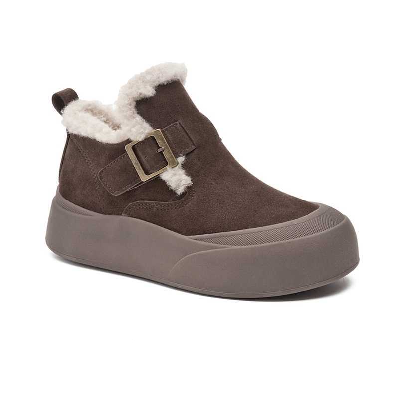 Botas de nieve para mujer, botas de invierno de piel auténtica, botines gruesos y cálidos de lana, botas de mujer de talla grande H260921 2025