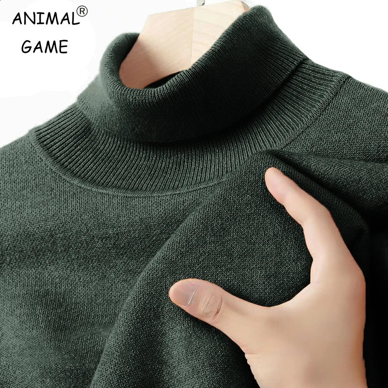 Mens Long Sleeve Turtleneck Sweaters Solid Color Pullover Streetwear Breathable Knitted Sweaters Autumn Warm Woolen Coats260921