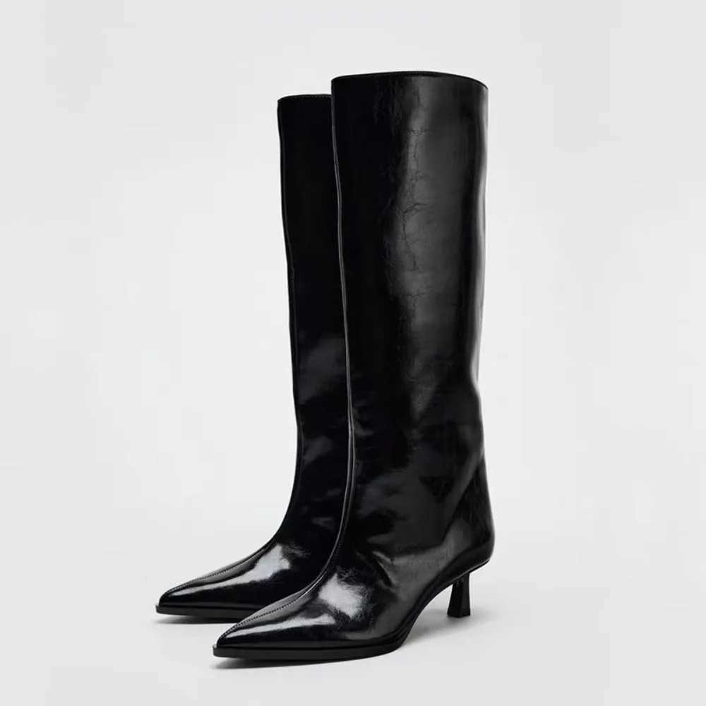 2026 Wide Boot Tube Pointed Toe Heel High Tube Pants Long Boots Faion Knight Boots Women's New Autumn Winter Oes L26921