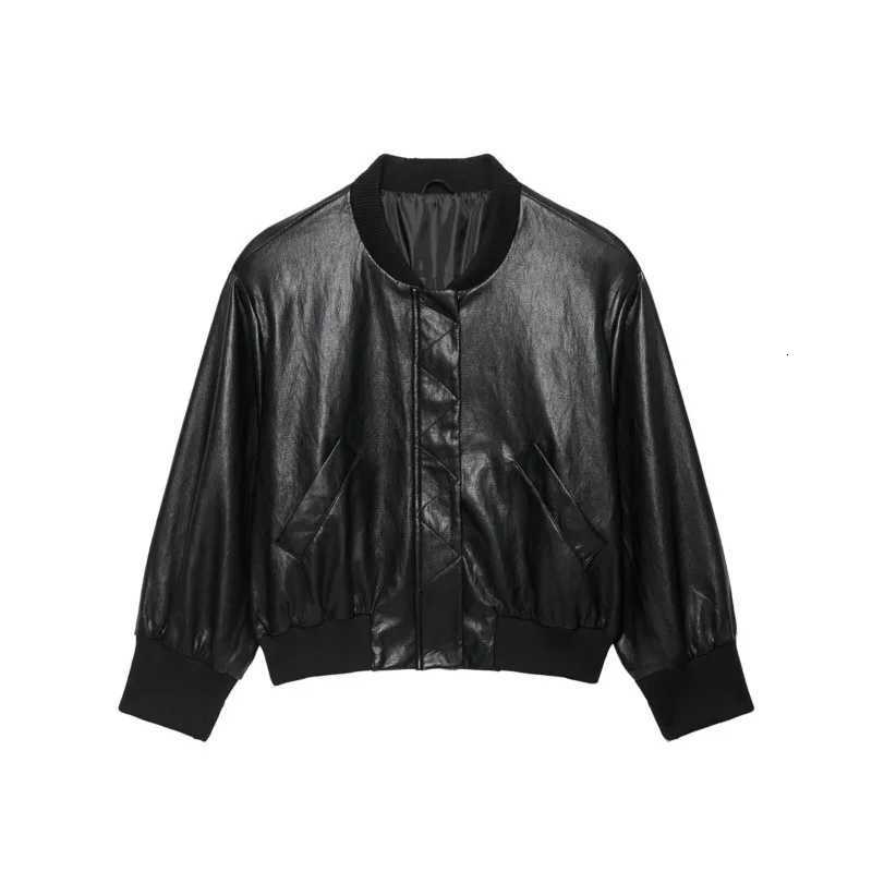 Leather Women's Faux Jackets Women's Short Jacket New 2026 High-Collar Long Sleeve Pocket Woman Winter Jackets With Elastic Hem Chic Femal