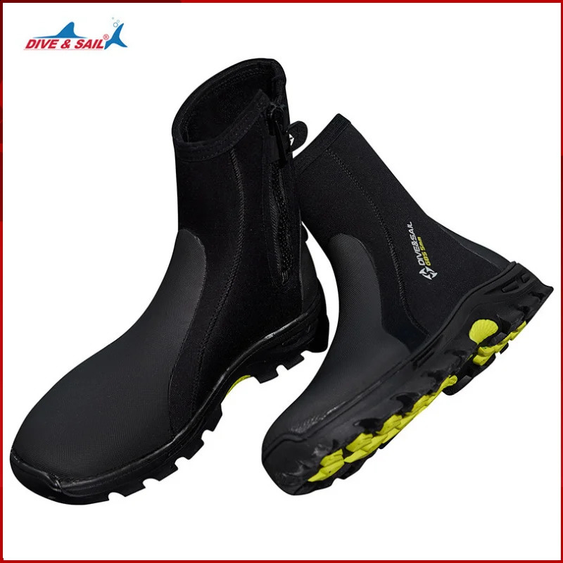 DIVE SAIL Botas de buceo superiores altas 5 mm Hombres Mujeres Zapatos de surf de snorkel vulcanizados antideslizantes con cremallera lateral Zapato