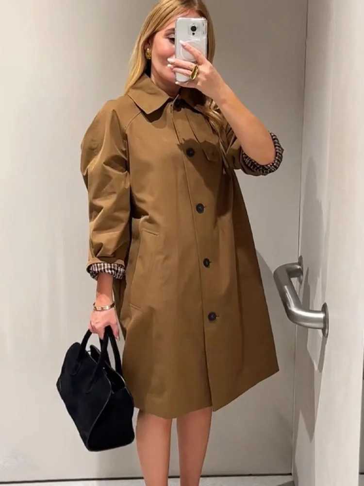 Women's Jackets HH Women Fashion Lapel Single-Breasted Side Pocket Design Slim Overcoat Female Autumn Solid Casual Loose Street Style Coat C260