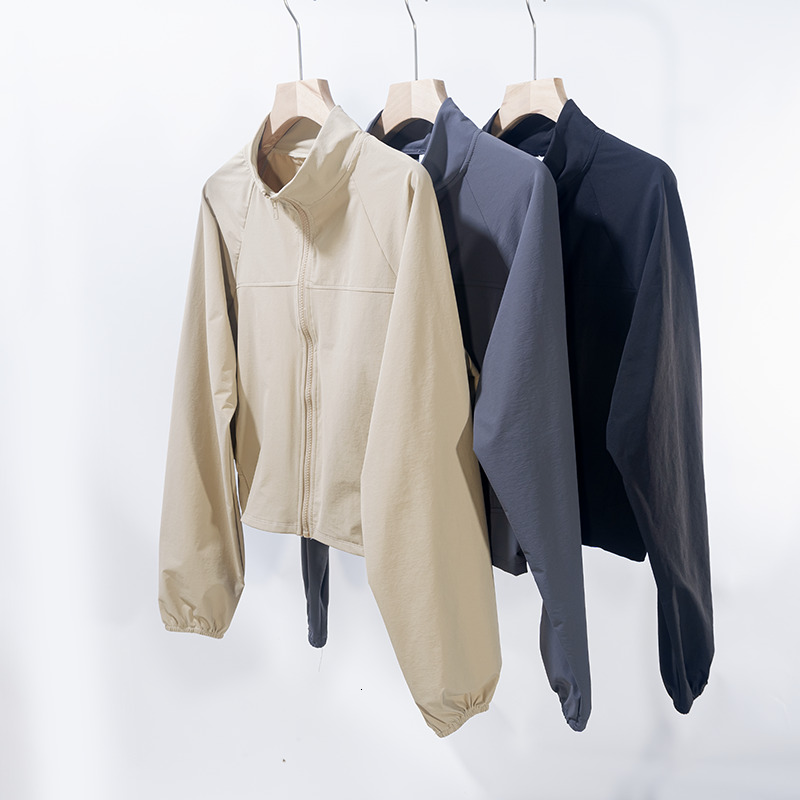 Autumn New Breathable Quick-Drying Stand-Up Collar Yoga Jacket, Women's Thin Windproof Running and Fitness Long-Sleeved Sports 26L0921