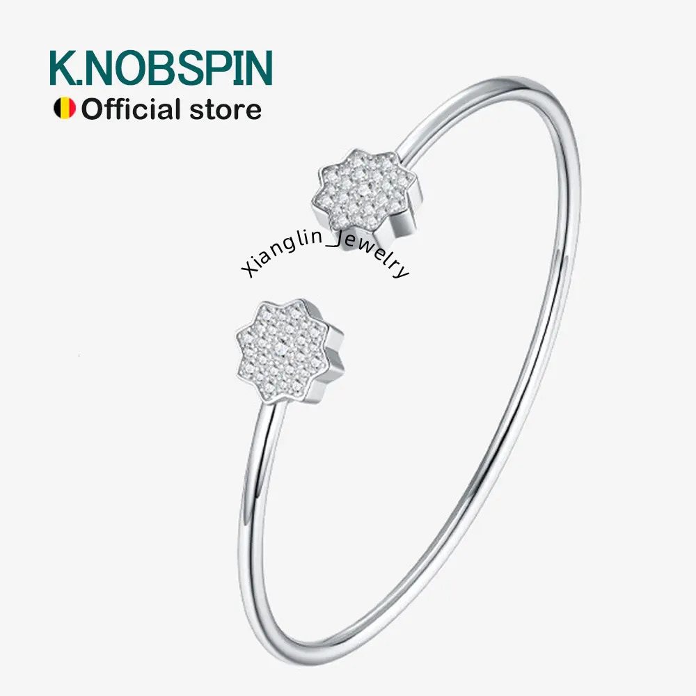 Knobspin Moissanite Bangle D VVS1 Brilliant Cut 100% s925 Silver Plated 18k White Gold GRA Certified Bangle Bracelets for Women