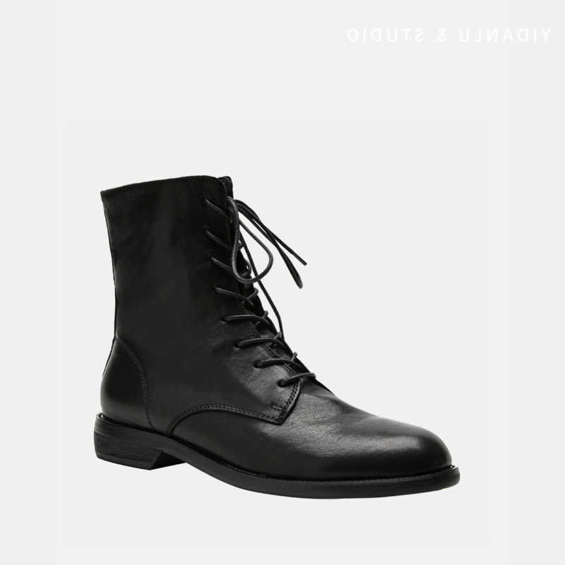 Botas de mujer 2026 Uniforme Nuevas botas de cuero Negro Versátil Botines causales para mujer Rendimiento escolar Botas de moda para mujer Simple H2