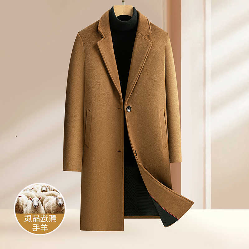 High-quality Men's Wool men's Blends fashionable British style stylish and versatile solid color casual new thickened long woolen coat D26