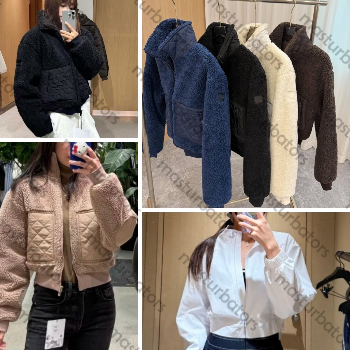ola tracksuit designer Womens Yoga Lamb Wool Hair Jackets Navy Blue Coats Fleece Zipper Thick Winter Coat Cotton Crop Tops Hoodie Clothes Clubhouse