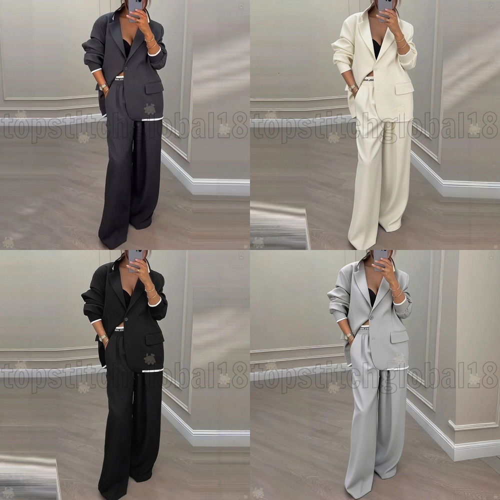 European and 2026 autumn and winter new women's clothing Amazon elegant long-sleeve jacket casual wide-leg pants suit 48 84