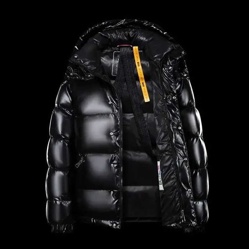 New Winter Shiny Jackets Men's Short Trendy Brand Hooded Thickened And Warm Outerwear 90% White Duck Down Q260921