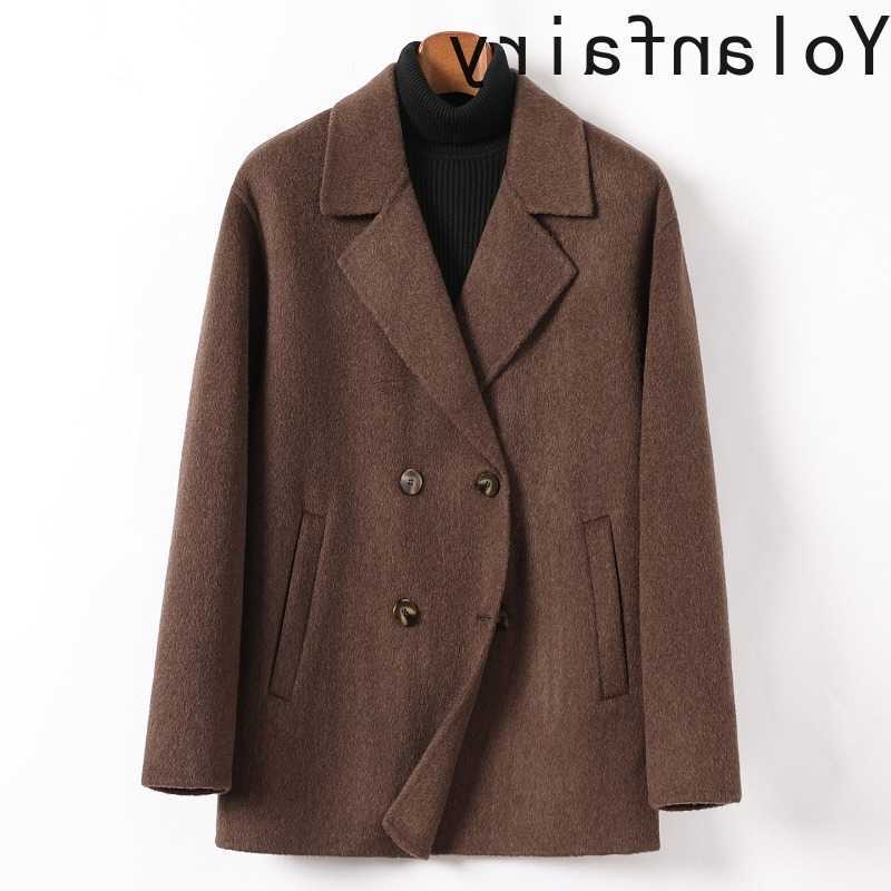 Blends YOLANFAIRY Men's Wool Double-faced 100% Wool Coat Men Blazer Casual Autumn Winter Double-breasted Woolen Jacket abrigos hombre D260921