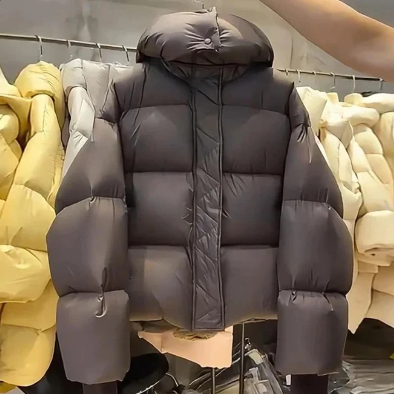 Fashion Women Down Jackets 2026 Female Stand Collar Puffer Jacket Casual Loose Hooded Parkas 260920