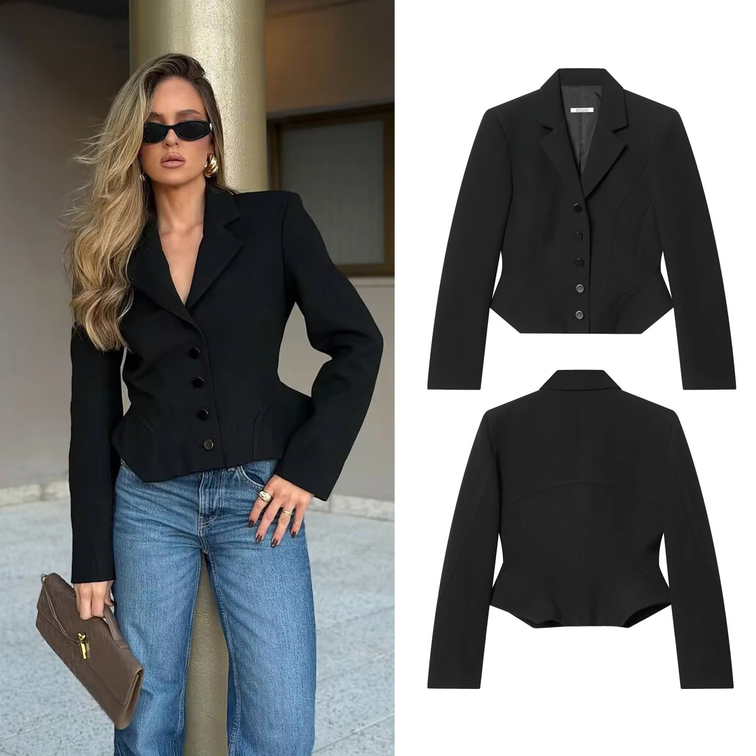 Elegant Women's Blazer Coat Spring Female Long Sleeve Slim Short Jackets Single-Breasted Blazer Lady Chic Casual Outerwears 260920