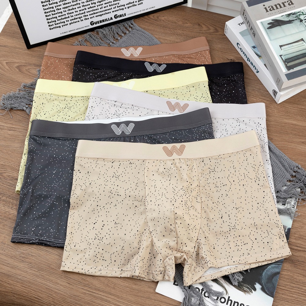 Men Ice Silk Boxer Underwear Trendy Sports Style Soft Boxer Shorts