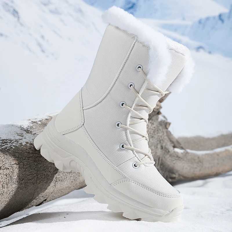 Women's Winter Snow Boots Waterproof Non-Slip Warm Northeast-Style Large Cotton Shoes Ski Boots Fleece-Lined Thickened Wear-Resistant High-Top