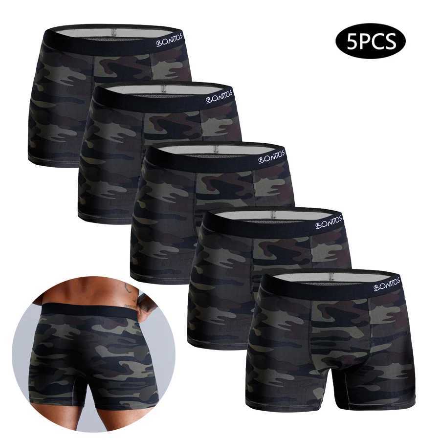 5pcs Camouflage Print Boxer Briefs Men Sexy Underwear for Man Cotton Boxers Men's Panties Brand Letter Waistband Mens Underpants Q260921