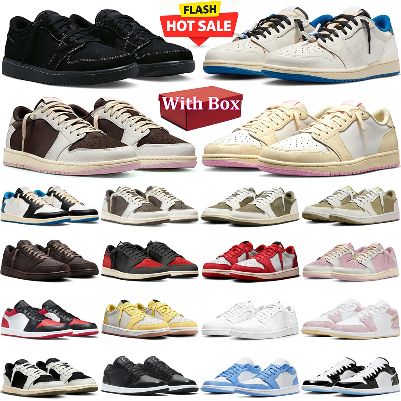 travi scott low 1 designer Basketball shoes 1s lows mens sneakers woman trainers Black Toe Neutral Olive Casual jogging walking shoe with box