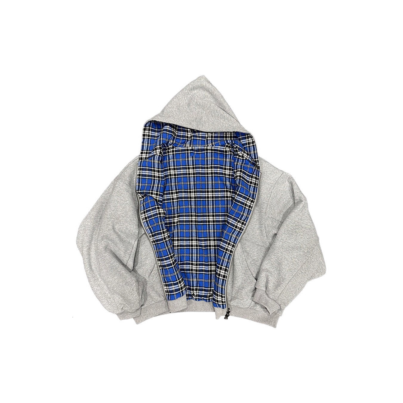 Spliced Reversible Cardigan Sweatshirt For Men, Spring And Autumn, Niche Design, Trendy American Retro Loose Hooded Jacket