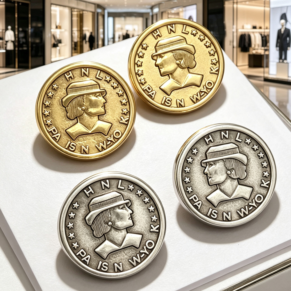 designer 26 new two-tone vintage coin earrings, a touch of luxury, fashionable, high-end, elegant, classic, versatile for everyday wear, factory dir