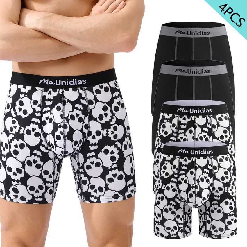 4pcs/pack Underwear For Men Panties Letter Elastic Waistband Men's Underpants Skull Print Mens Boxer Briefs Comfortable Boxers Q260921