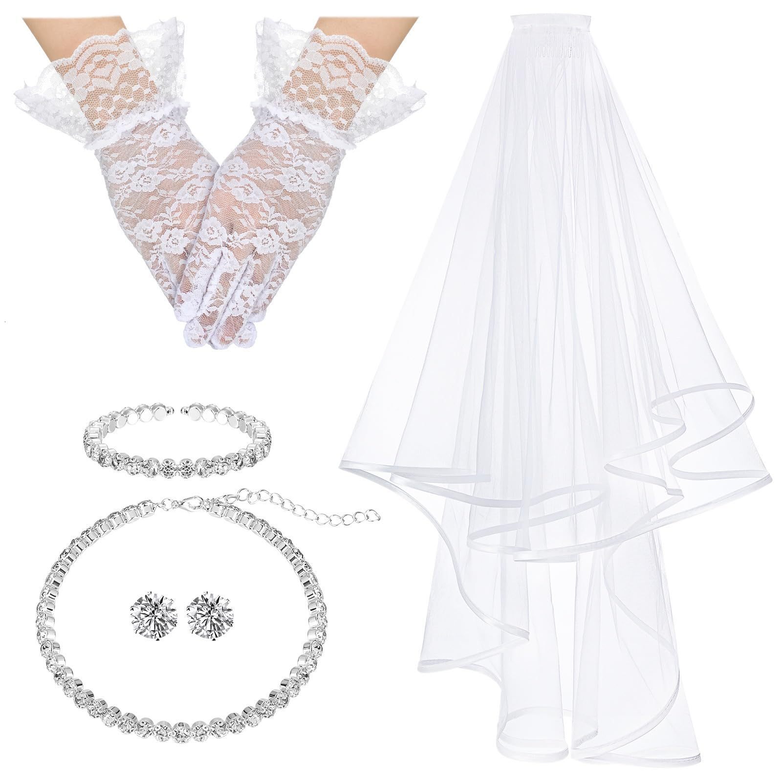 's best-selling European American fashion accessories: niche sweet-style veils and gloves, high-end children's necklace sets