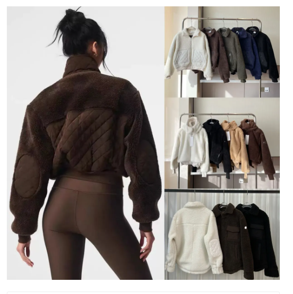 New jacket women winter brown lambhair hooded designer multicolored short jacket zip up sweatshirt warm sporty and casual stand up collar windproof