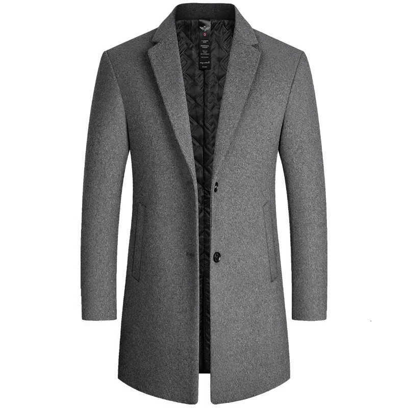 Brand Men's Wool Blends BROWON Trench Coat Men Autumn and Winter New Solid Color Long Woolen Coat for Men Business Casual Windbreaker Men Cloth