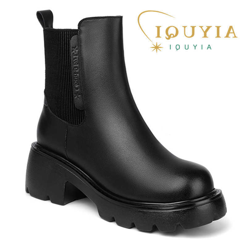 Winter Boots Boots AIYUQI Women's 2026 New Genuine Leather Women's Chelsea Boots British Style Natural Wool Warm Women's Ankle Boots