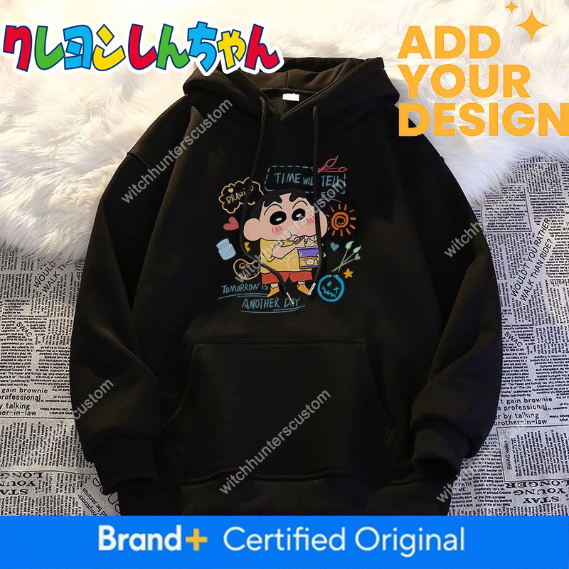 Sudadera con capucha de forro polar Silver Fox para otoño e invierno, unisex, versátil, elegante, con estampado Crayon Shin-chan, estilo preppy, rop