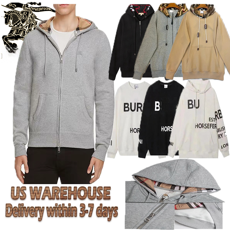 Designer burrrberry Hoodie womens Hooded Windbreaker Casual loose mens versatile simple fashion jacket with spring and autumn zipper cardigan01